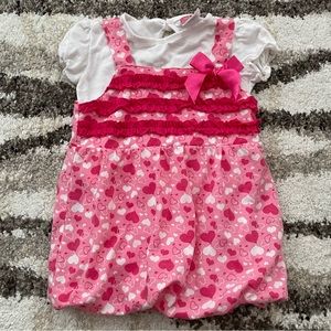 Girls Diva Pink & White Heart Print Bubble Dress